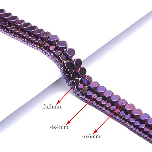 AD Beads Natural Hematite Gemstone Faceted Square Cube Loose Beads 16" 2x2mm 4x4mm (4x4mm, Metallic Purple) - color: Metallic Purple, size: 4x4mm