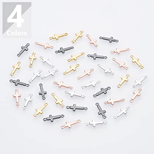PH PandaHall 40pcs Cross Pendant Links 18K Gold Plated Cross Charms Double Loop Cross Links Brass Center Pendants for Easter Eid Mubarak Ramadan Decoration Prayer Necklace Jewelry Making 13.5x5mm