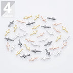 PH PandaHall 40pcs Cross Pendant Links 18K Gold Plated Cross Charms Double Loop Cross Links Brass Center Pendants for Easter Eid Mubarak Ramadan Decoration Prayer Necklace Jewelry Making 13.5x5mm