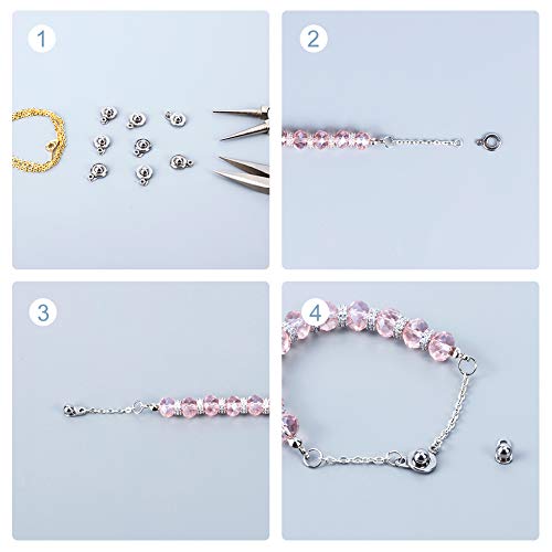 PH PandaHall 10 Sets 304 Stainless Steel Snap Button Clasps Ball & Socket Snap Clasps Fastener Clasp for Necklace Bracelet DIY Craft - color: Stainless Steel Color