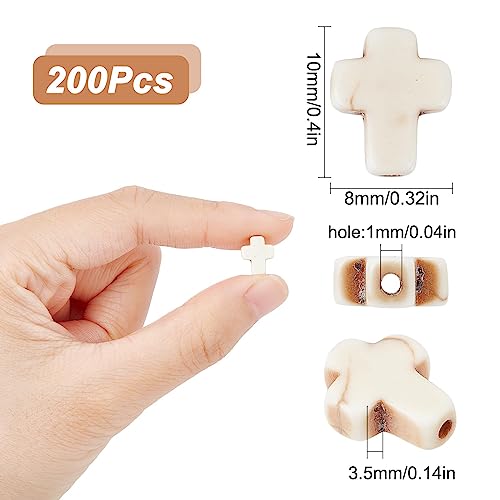 SUNNYCLUE 1 Box 200Pcs White Cross Beads Synthetic Turquoise Tiny Small Cross Beads Semi Precious Stone Bead Easter Holiday Beads for Jewelry Making Kit Adult Women Bracelets 8x10mm - color: 200Pcs 8x10mm Tiny White Cross Beads
