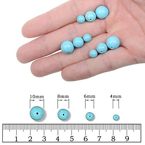 AD Beads Natural Gemstone Round Loose Beads 15" for Bracelet Necklace Earrings Jwelery Making Crafts DIY (4mm, Blue Turquoise) - color: Blue Turquoise, size: 4mm