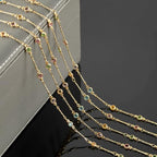 YOUBEIYEE 16.4 Feet Colorful Crystal Chain for Jewelry Making 18K Gold Plated Brass Jewelry Chains Bulk Light Gold Bar Chain Link Necklace Bracelet DIY for Women - color: Rhinestone