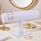 ChezMax Necklace Jewelry Display Jewelry Stand Hovering T-Bar Bracelet Holder for Home Organization - color: A-White Leatherette