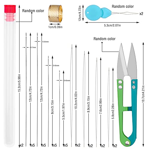 UOOU 28 Pcs Beading Needles Set, Beading Needles for Seed Beads Include 20 Pcs Long Straight Beading Thread Needles & 8 Pcs Big Eye Bead Needles for Jewelry Making - color: White-28 Pcs
