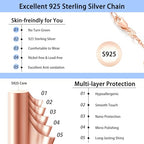 Jewlpire 18k Gold Plated 925 Sterling Silver Chain Necklace for Women, 1.1mm Cable Chains Necklace Thin & Dainty & Sturdy Women's Chain Necklaces, 14/16/17/18/20/22/24 Inches - color: 18K Rose Gold Plated, size: 14 Inch