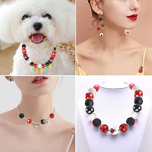DanLingJewelry 50pcs 20mm Ladybug Acrylic Beads - Red, Black, Heart Dot Printed for DIY Craft Jewelry Making - color: 50pcs - ladybug