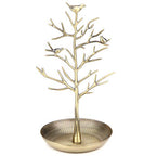Jewelry Tree Necklace Earring Holder Modern Cute Bird Jewelry Stand for Women Girls Teen Gold - color: Gold