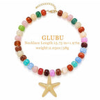 Chunky Beaded Starfish Shell Necklace for Women Colorful Boho Summer Chain Choker Beach Necklace with Acrylic Beads Trendy Chunky Jewelry Gifts - color: XL005F