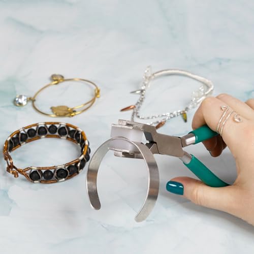 The Beadsmith Metal Bending Pliers – Pliers With Curved Nylon Jaws for Bracelet Shaping, 5.75 Inches, w/ Double-leaf Springs, Non-Marring - style: bracelet bending