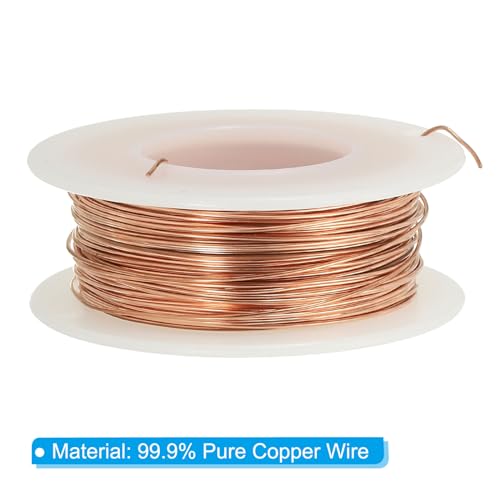 PATIKIL 89.89 Feet Solid Bare Copper Wire,22 Gauge 99.9% Pure Copper Wire 0.6mm Soft Beading Wire Metal Plant Stem Ties for Jewelry Craft (27.4m) - size: 0.6mm x 89.89ft