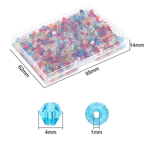 1000pcs Crystal Glass Beads 4mm Bulk Faceted Bicone Spacer Beads for DIY Jewelry Making - color: MIX, size: 4mm