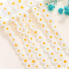 60Pcs Handmade Glass Beads White Daisy Flower Beads Small Beads for Jewelry Making Flat Flower Crystal Loose Spacer Beads for Bracelets Necklace Earrings Making and DIY Craft with Hole