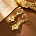 925 Sterling Silver Dangle Earrings for Women, 14K Gold Plated Filigree Dangling Leverback Earrings, Geometric Hypoallergenic Lightweight Dangly Drop Earings for Women Trendy Jewelry Gifts - color: A-14K Gold