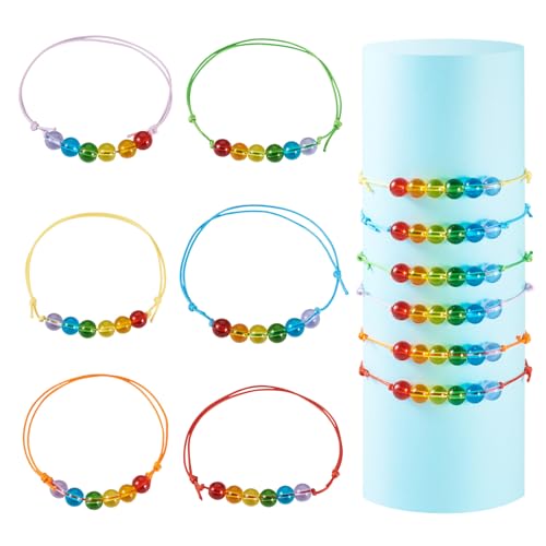 Elecrelive Glass Round Beaded Bracelet Set Clay Beaded Bracelets Stretch Bracelets - color: Colorful