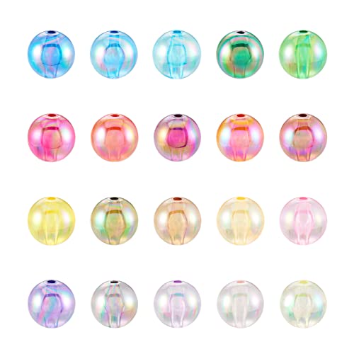 Craftdady 100Pcs 20mm AB Color Bubblegum Beads Acrylic Focal Bead Transparent Round Gumball Beads Loose Spacer Bubble Bead for Jewelry Making - color: Mixed AB Colors, size: 20mm