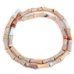 GEM-Inside 30Pcs 5x12mm Natural Blue Brown Shoushan Jasper Stone Plant Bamboo Knot Bone Charms Beads for Jewelry Making Power Energy Chakra Stone Beads - color: Blue Brown Shoushan Jasper