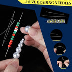 FANDAMEI Elastic String for Bracelets Making Kit, 1mm&0.8mm Clear Bracelet String, Stretchy String with 24g Jewelry Glue for Elastic String & 2 Beading Needles for DIY Necklaces, Bracelets & Jewelry