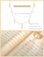 Dainty Gold Necklace for Women Trendy 14K Gold Plated Pearl Cross Clover Butterfly CZ Charm Pendant Chain Station Necklaces Waterproof Non Tarnish Layered Choker Cute Jewelry Gifts - color: G-teardrop
