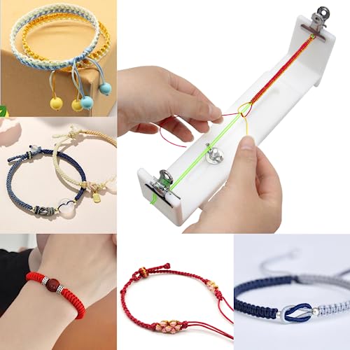 MXFIV Jig Bracelet Maker, Adjustable Braiding Tool, U Shape Paracord Making Kit, Kit DIY Hand Knitting Bracelet Jig with 2 Clips and Wrist Measurement, Wristband Rope Knot Braided Fixing Tools