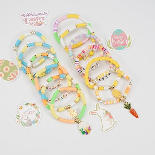 Twinfree Bohemia Beaded Bracelet for Women, Polymer Clay Stretch Bracelets - color: color 41