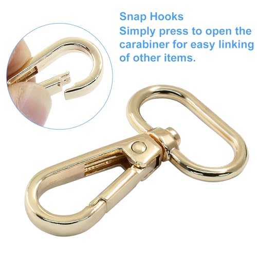 16 Pack Swivel Lobster Clasps, 1 Inch Gold Lobster Claw Clasps for Keychains, Oval Ring Swivel Snap Hooks Metal Lobster Clips for Purse, Snap Tabs, Craft Making - color: Gold