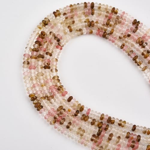 170pcs 4x2mm Watermelon Disk Rondelle Spacer Stone Semi Precious Gemstone Loose Beads for Jewelry Making 15 Inch - color: Watermelon