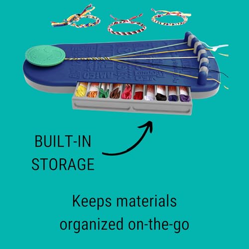 Choose Friendship Bracelet Making Kit – 20 Pre-Cut Threads, Portable Loom with Storage, Makes 8 Bracelets, Craft Gift for Kids Ages 8+, Dark Blue “Blueberry” - color: Blueberry