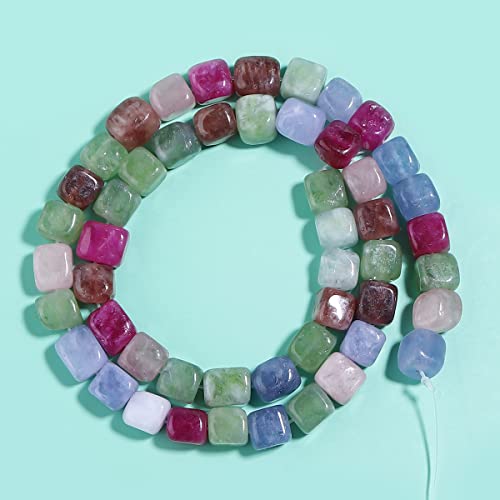 8MM Natural Tourmaline Gemstone Loose Square Cube Beads Stone Healing Power for Jewelry Making DIY Bracelet Necklace Earrings Rings - color: Tourmaline