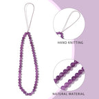 Semi-Precious Gem Stones Beaded Phone Charm Cell Phone Lanyard Wrist Strap Handmade Natural Gemstone Phone Chain string - color: Amethyst