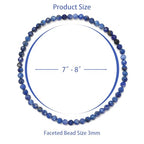Healing Crystal Bracelet Clear Quartz Faceted Beaded Bracelets for Women Men 3mm Natural Stone Adjustable Handmade Stretch Bracelet Reiki Spiritual Jewelry Fashion Gifts - color: Lapis Lazuli