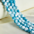 35pcs 10mm Natural Blue White Jade Beads Gemstone Beads Round Loose Beads for Jewelry Making - color: Blue White Jade, size: 10mm