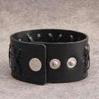 GelConnie Leather Cuff Bracelet Punk Braided Bracelets Rock Leather Wristbands Faux Mens Leather Bracelet Gothic Viking Bangle Adjustable Wrap Bracelet for Women,Men - color: MLPB084-Black