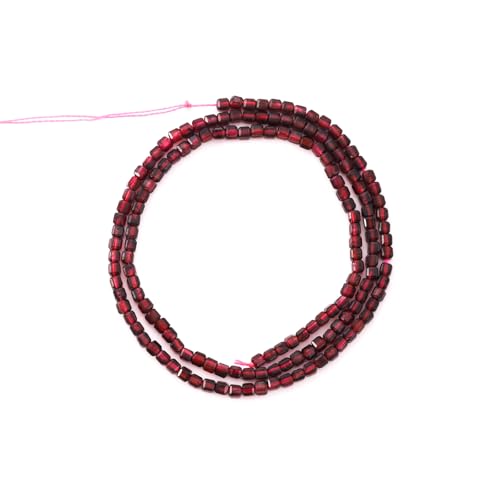 Faceted Natural Dark Red Garnet 2-3mm Cube Square Loose Beads Gemstone Small Loose Beads Healing Crystal Energy Stone for DIY Jewelry Making 15" - color: Dark Red Garnet