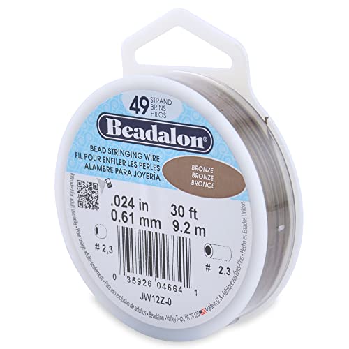 Beadalon 49 Strand Stainless Steel Bead Stringing Wire, .024 in / 0.61 mm, Bronze, 30 ft / 9.2 m - color: Bronze, style: .024 in / 0.61 mm, 30 ft / 9.2 m