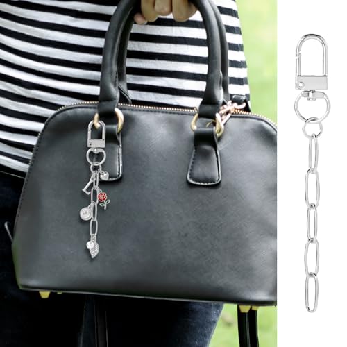 Hzopcw 20pcs Silver Keychain Making Kit, Key Ring Swivel Snap Hook Chains, Alloy Extender Keychain Bag Charm Kits for DIY Crafts Jewelry Making Handbag Purses- A2 Style - color: Silver-20pcs-A2 Style