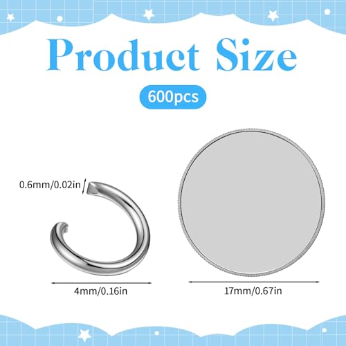 600 PCS 5/32" Silver Tiny Jump Rings, Small Open Jump Rings Single Loop Split Jumps Ring Metal Jewelry Findings for Necklaces Bracelets Earrings Crafts Decorations DIY Jewelry Making Replacement