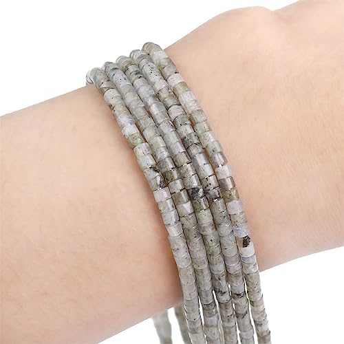 BEADIA Natural Spectrolite Spacer Beads Caps Flat Round Loose Beads for Beading Jewelry Making 3mmx2mm 38cm - color: Spectrolite, size: Flat Round 3mm x 2mm