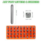 HARFINGTON 36pcs Metal Stamping Kit 1/16" (1.5mm) Steel Uppercase Letter and Number Punch Set (A-Z / 0-8 / "&" Symbol) Punch Press Tool with Case for Imprinting Metal Plastic Wood Leather - size: 1/16"