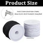 4 Rolls 0.8MM 104 Yards Elastic Stretch Cords Round Sturdy Stretch Black White Fibre Soft Beading Thread Arts Sewing Accessories Cord for Jewelry Making Necklace Bracelet DIY Crafts Supply - size: 0.8mm
