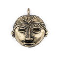 TheBeadChest Round African Brass Mask Pendant (58x62mm): Genuine West African Mask Design for DIY Jewelry & Necklaces - color: Brass, size: Medium (58x62mm)