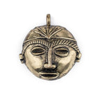 TheBeadChest Round African Brass Mask Pendant (58x62mm): Genuine West African Mask Design for DIY Jewelry & Necklaces - color: Brass, size: Medium (58x62mm)
