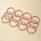 12pcs Friendship Bracelets Beaded Bracelets Heishi Bracelet Cute Bracelets Stack Vinyl Clay Disc Bead Surfer Stretch Summer Beach Bracelets For Women Preppy Bracelets - color: B-2 color 1