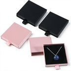 4 Pack Square Jewelry Gift Boxes, Pink & Black Cardboard Small Jewelry Box Pendent Storage Case for Bracelets Necklaces Earrings Ring Jewelry Gift