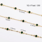 SMYHTGLIF 16.4 Feet Emeralds Glass Jewelry Making Chains Gold Plated Stick Chain DIY Chain with Lobster Clasps and Jump Rings for Jewelry Making - color: Green Gold
