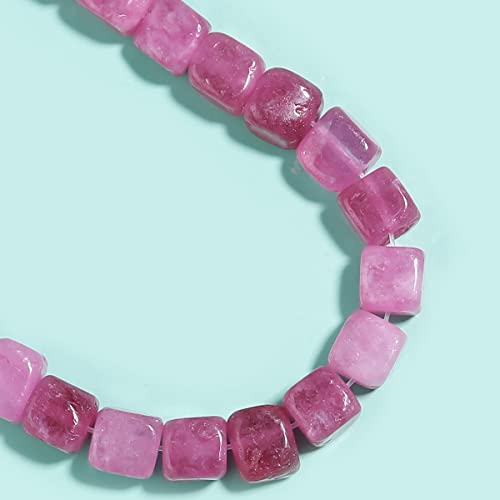 8MM Natural Hibiscus Jade Gemstone Loose Square Cube Beads Stone Healing Power for Jewelry Making DIY Bracelet Necklace - color: Hibiscus Jade