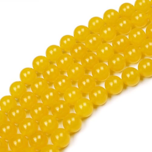 MJDCB Natural Yellow Jade Round Loose Beads for Jewelry Making DIY Bracelet Necklace(4mm) - color: Yellow Jade, size: 4mm