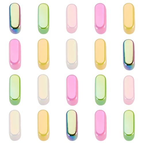 Beadthoven 20pcs Big Letter I Beads Large Hole Bubble Alphabet Acrylic Beads Charm Iridescent Plastic I Shape Loose Chunky Spacers for Jewelry Making Bracelet Necklace Keychains Shoelaces Crafts - color: I