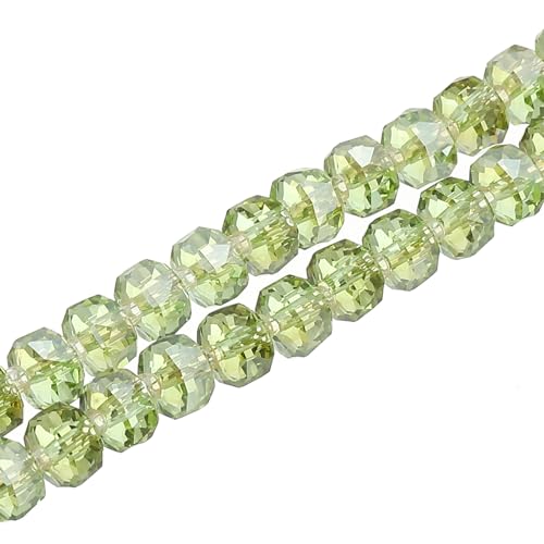 PATIKIL 75 Pcs 8mm OD 5mm Thick Crystal Glass Beads, Rondelle Crystal Beads Faceted Cut Gemstone Strand with Spacer Beads for Craft, Bracelet, Necklace, Olive Green - color: Olive Green