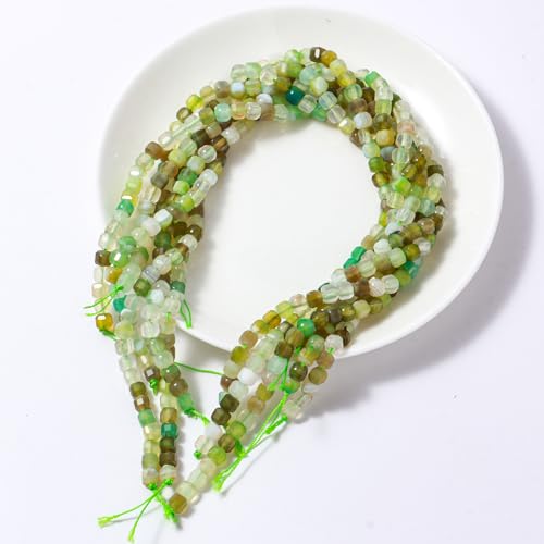 Natural Faceted Peacock Agate Cube Stone Beads 5-5.5mm 60pcs/str Loose Square Semi Gemstone Stone Beads for Making Bracelets Necklace Earrings - color: Peacock Agate